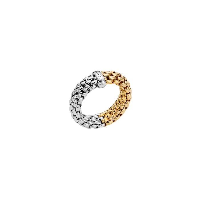 Fope 18k White and Yellow Gold Essentials Flex Ring Size Medium