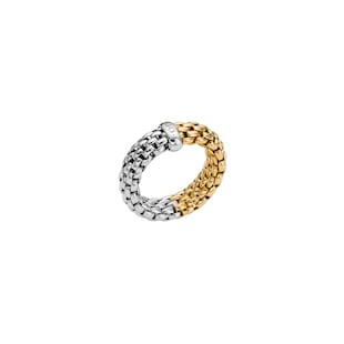 Fope 18k White and Yellow Gold Essentials Flex Ring Size Medium