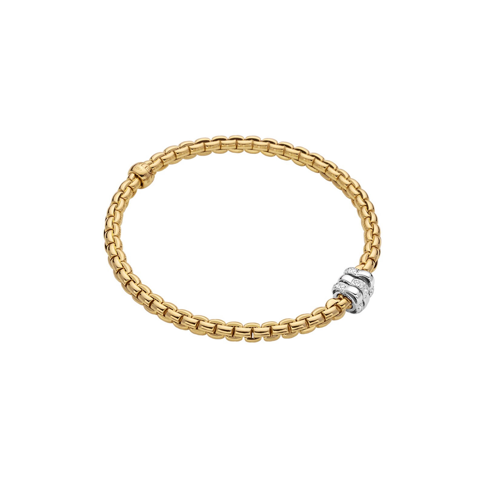 Fope 18k Yellow Gold 0.16cttw Diamond EKA Flex Bracelet Size Small