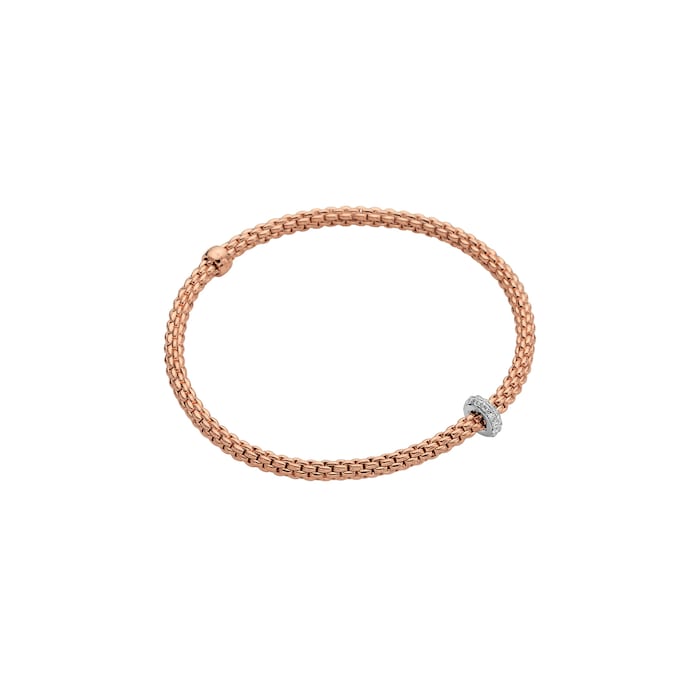 Fope 18k Rose Gold 0.18cttw Diamond Prima Flex Bracelet Size Small
