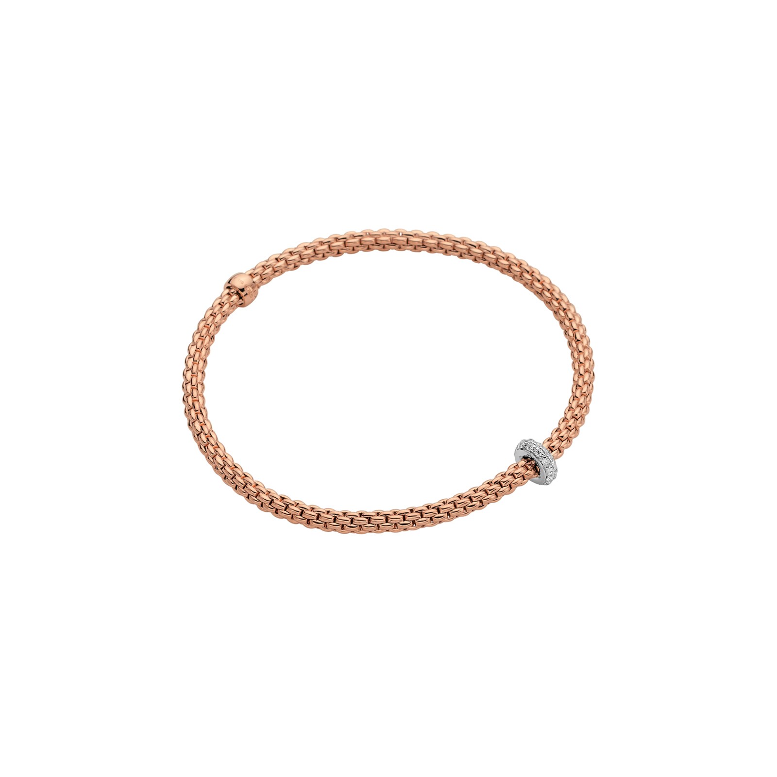 Fope 18k Rose Gold 0.18cttw Diamond Prima Flex Bracelet Size Small