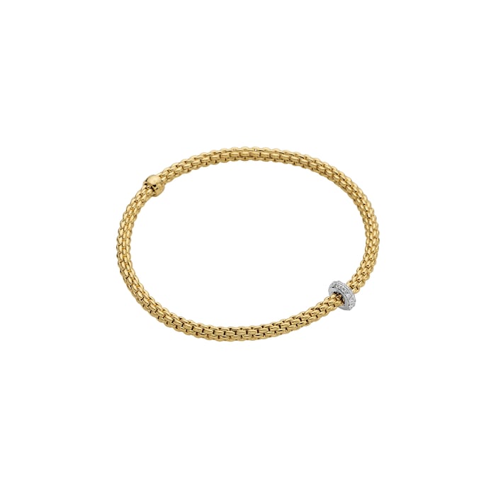 Fope 18k Yellow Gold 0.18cttw Diamond Prima Flex Bracelet Size Small