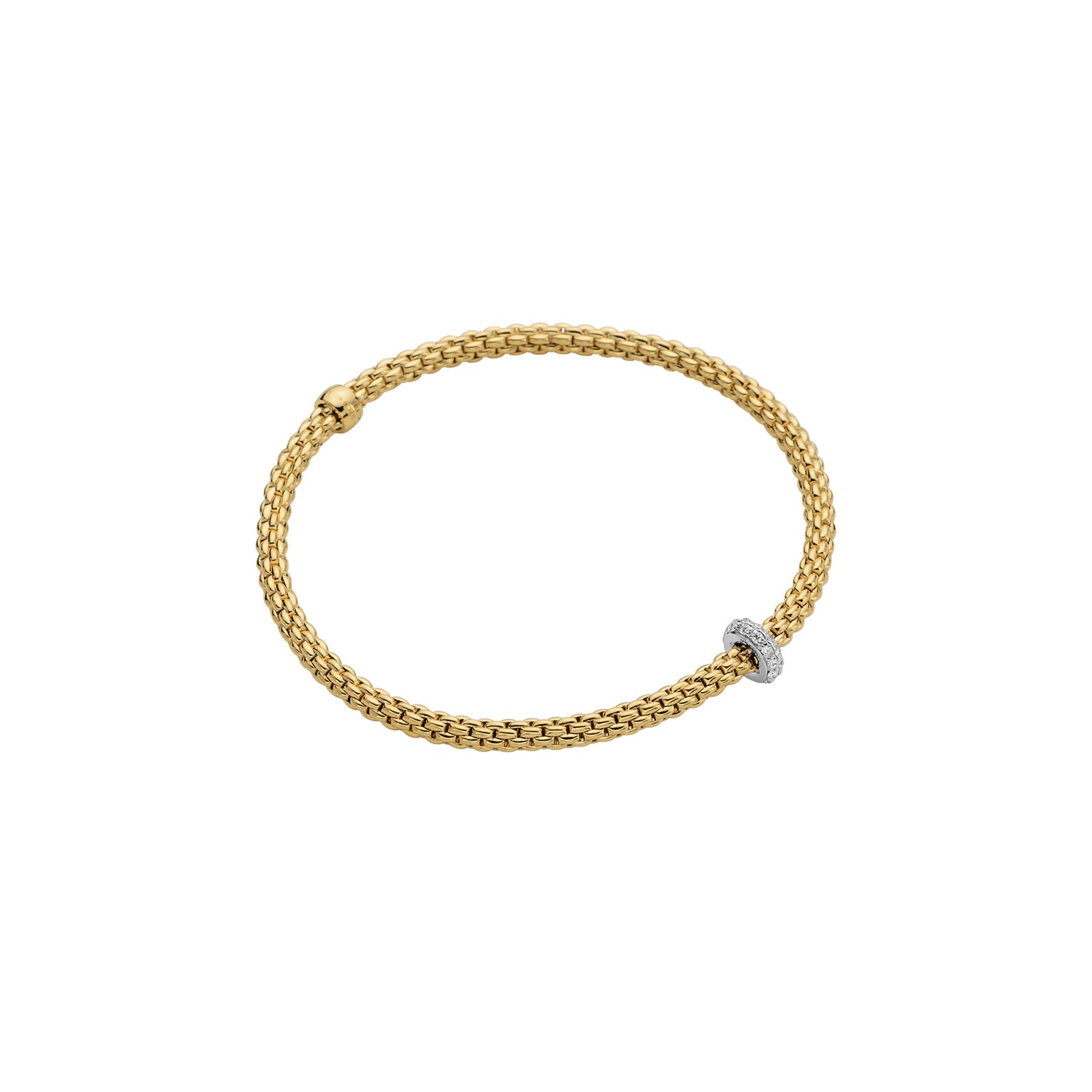 Fope 18k Yellow Gold 0.18cttw Diamond Prima Flex Bracelet Size Small