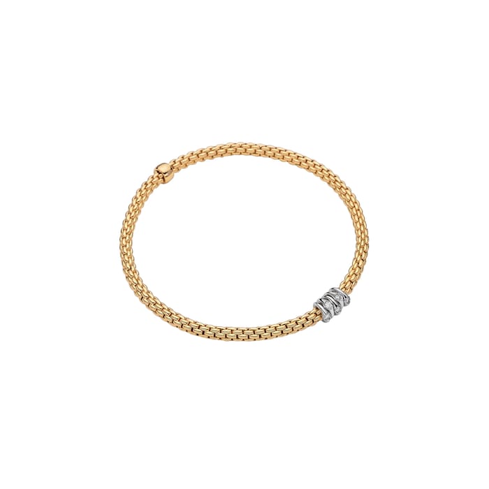 Fope 18k Yellow Gold 0.07cttw Diamond Prima Flex Bracelet Size Small
