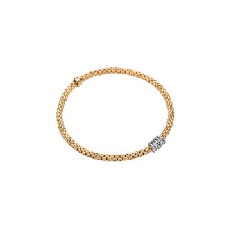 Fope 18k Yellow Gold 0.07cttw Diamond Prima Flex Bracelet Size Small