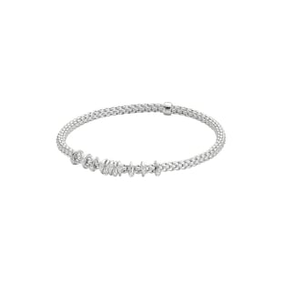 Fope 18ct White Gold Prima Flex'it 0.15ct Diamond Bracelet - Size Medium