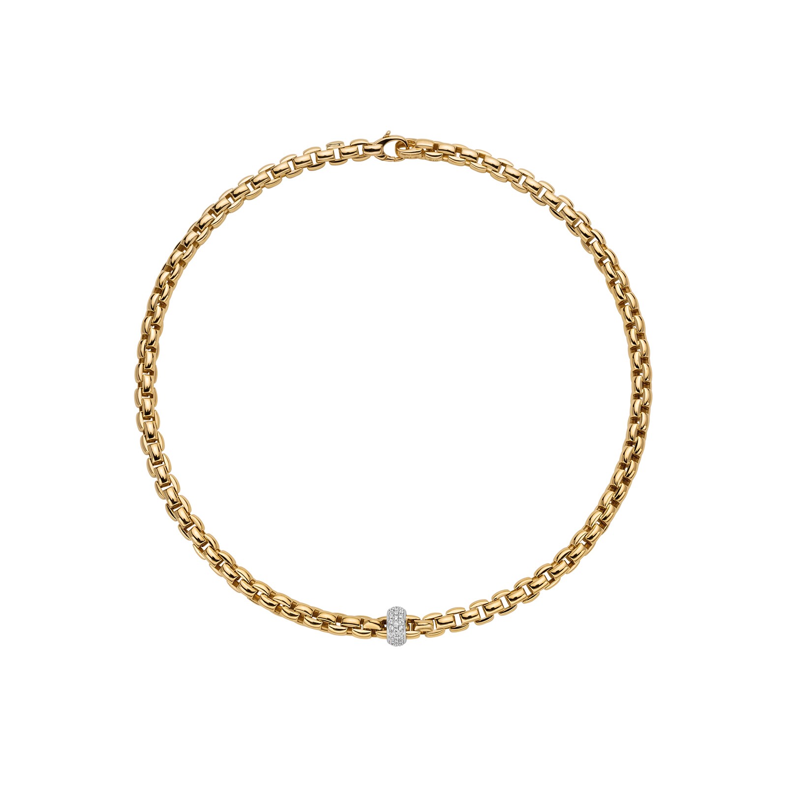 Fope 18k Yellow Gold 0.40cttw Diamond EKA Anniversario Necklace