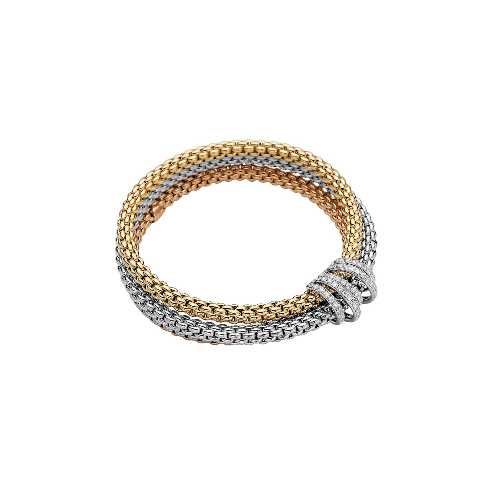 Fope 18k Tri Gold 1.20cttw Diamond Mia Luce Solo Bracelet 651B PAVEM ...