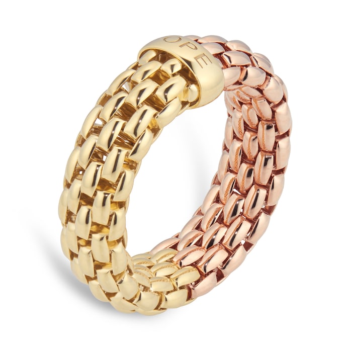 Fope Essentials 18ct Yellow & Rose Gold Ring - Size Small