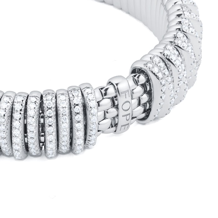 Fope 18ct White Gold Panorama 5.24ct Diamond Bracelet - Size Medium