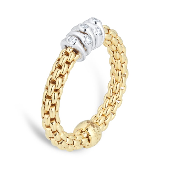 FOPE 18ct Yellow Gold Prima Flex'it  0.07ct Diamond Ring - Medium