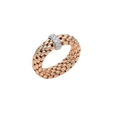 FOPE 18ct Rose Gold Vendome Flex'it Ring with White Gold & 0.10ct Diamonds - Medium