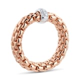 FOPE 18ct Rose Gold Vendome Flex'it Ring with White Gold & 0.10ct Diamonds - Medium