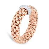 FOPE 18ct Rose Gold Vendome Flex'it Ring with White Gold & 0.10ct Diamonds - Medium