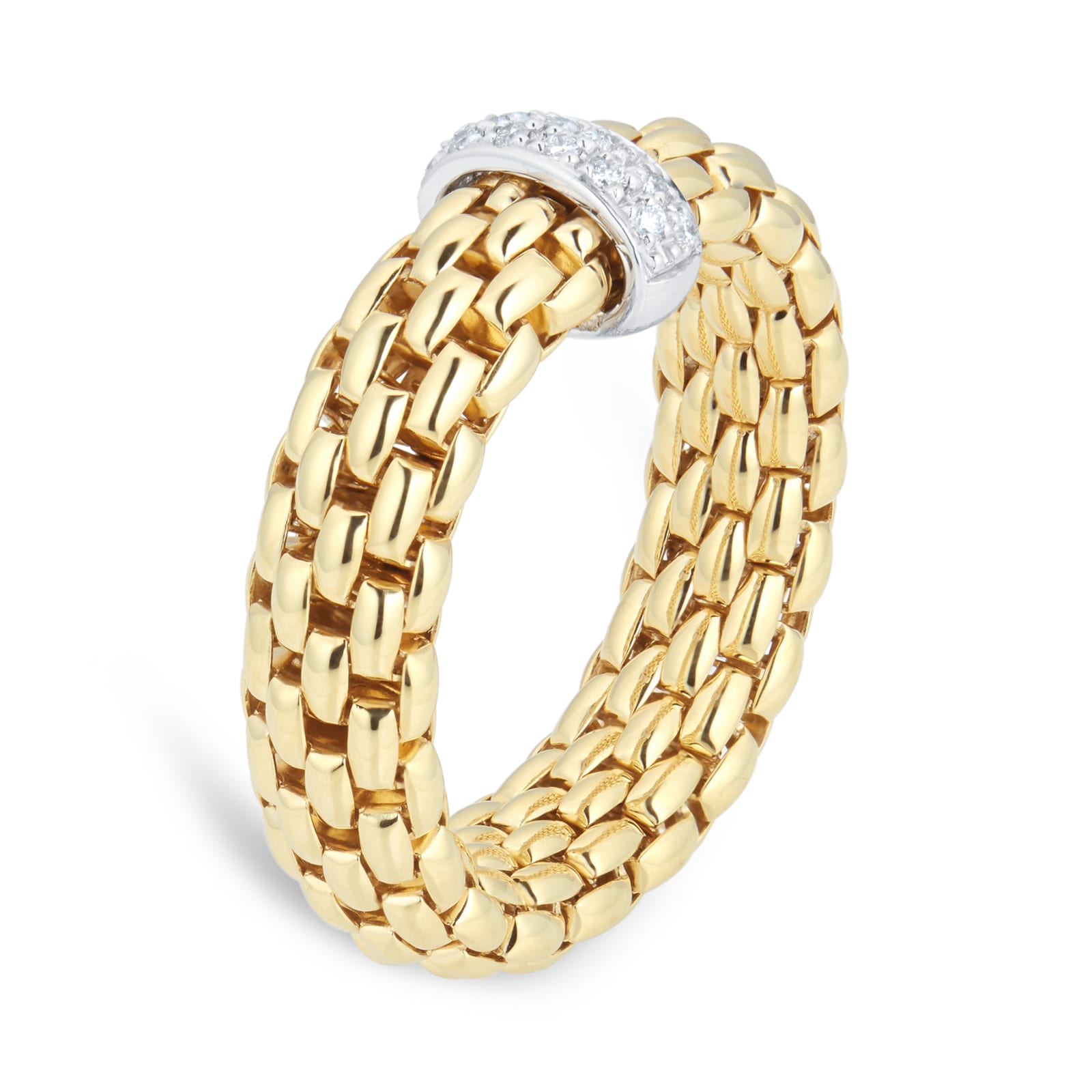 FOPE 18ct Yellow Gold Vendome Flex'it 0.10ct Diamond Ring - Large FOPE 18ct Yellow Gold Vendome Flex'it 0.10ct Diamond Ring - Large