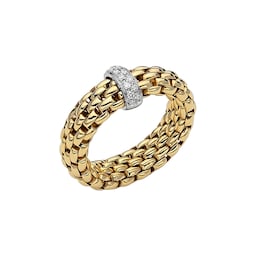 37251537 - 18ct Yellow & White Gold Flex'it Vendome 0.10cttw Diamond Ring - Size Small