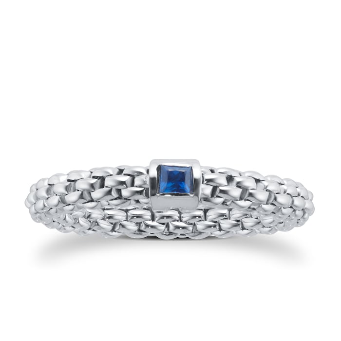 Fope 18ct White Gold Souls Blue Sapphire Ring - Size Medium