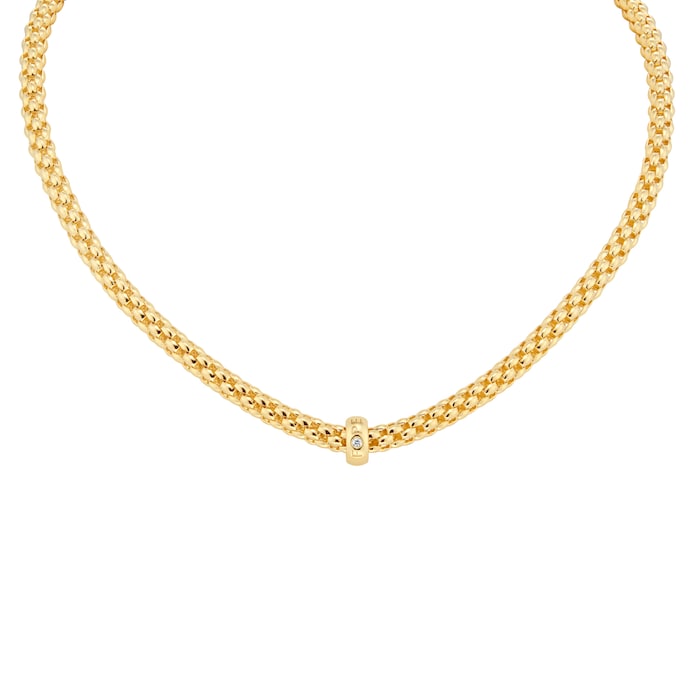 Fope 18ct Yellow Gold Solo 0.01ct Diamond Necklace