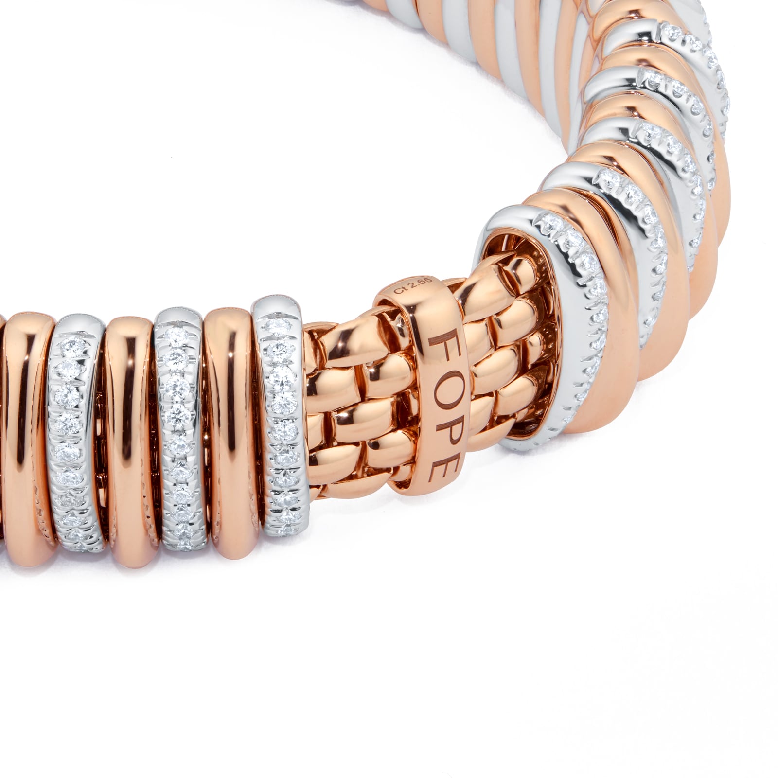 Fope 18ct Rose Gold Pano 2.65ct Diamond Bracelet - Size Medium Fope 18ct Rose Gold Pano 2.65ct Diamond Bracelet - Size Medium