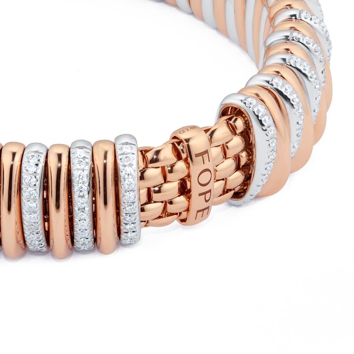Fope 18ct Rose Gold Pano 2.65ct Diamond Bracelet - Size Medium