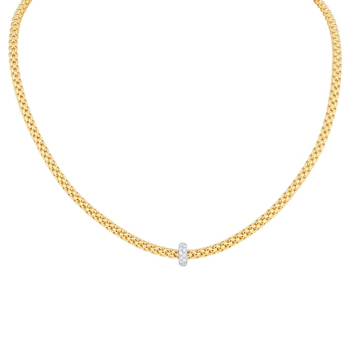 Fope 18ct Yellow Gold Flex'it Prima Diamond Necklace