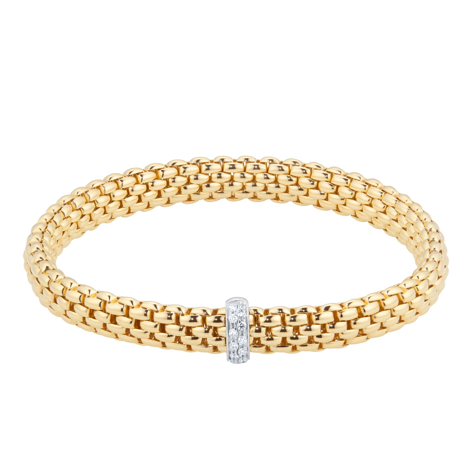 Fope 18ct Yellow Gold Vendome 0.01ct Diamond Bracelet - Size Small Fope 18ct Yellow Gold Vendome 0.01ct Diamond Bracelet - Size Small