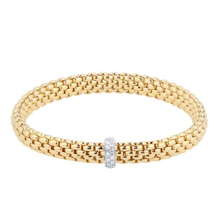 Fope 18ct Yellow Gold Vendome 0.01ct Diamond Bracelet - Size Small