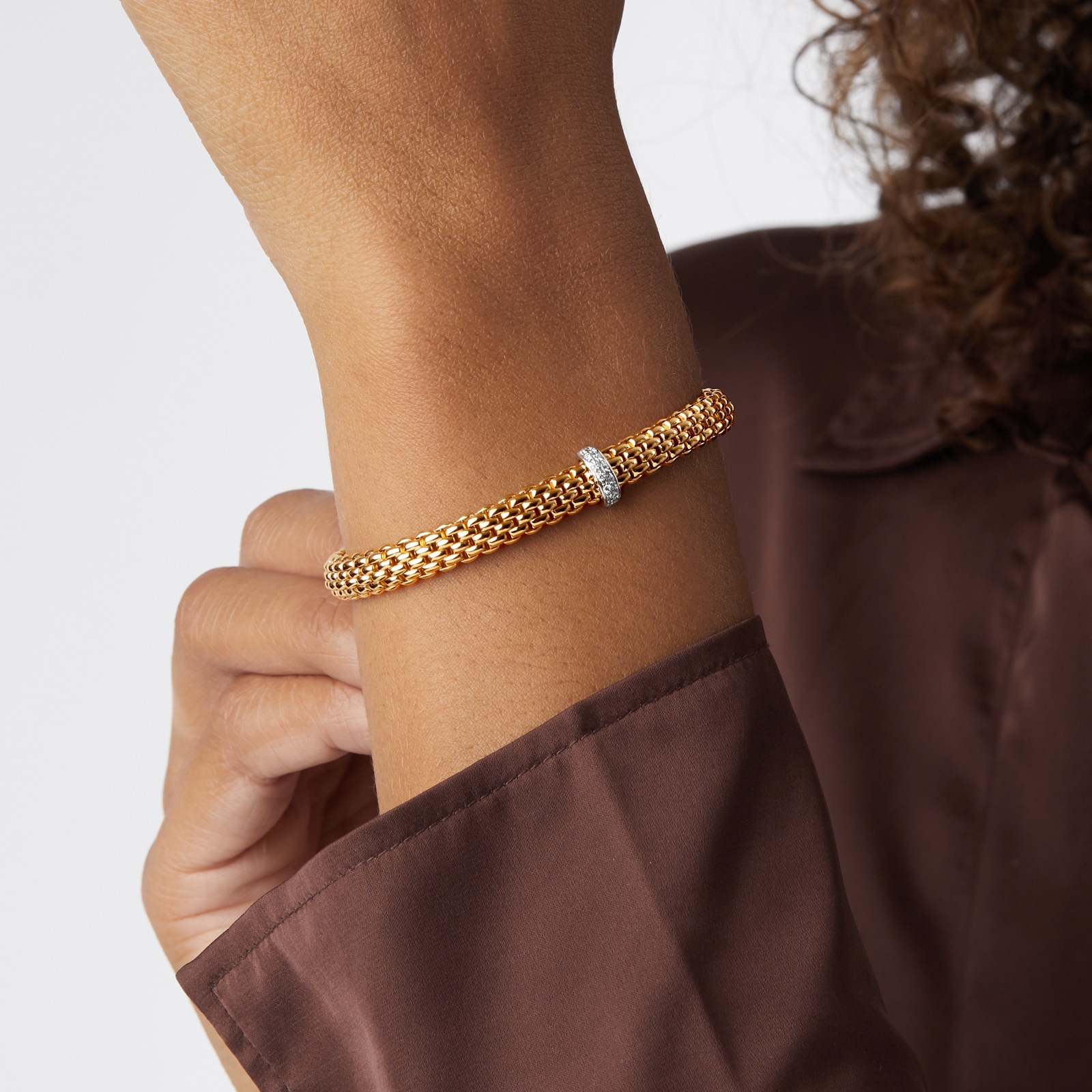 Fope 18ct Yellow Gold Vendome 0.01ct Diamond Bracelet - Size Small Fope 18ct Yellow Gold Vendome 0.01ct Diamond Bracelet - Size Small
