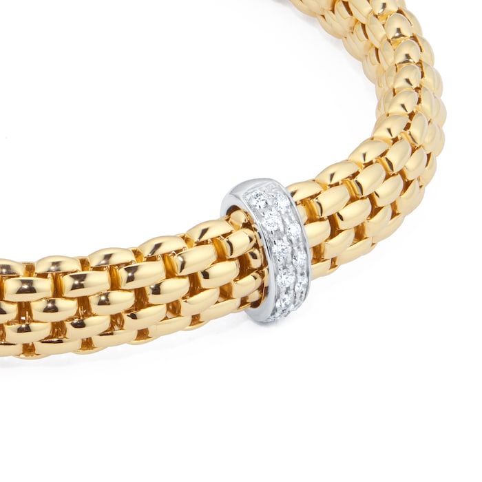 Fope 18ct Yellow Gold Vendome 0.01ct Diamond Bracelet - Size Small