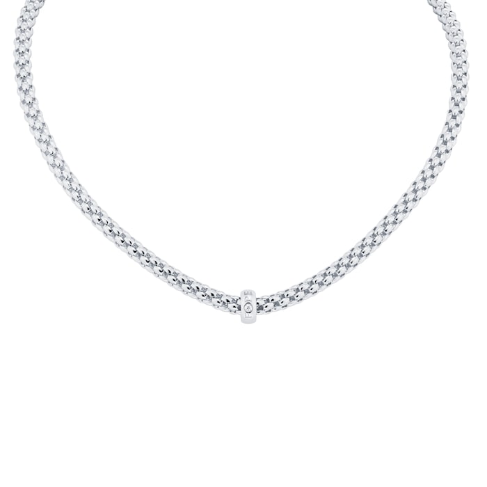 Fope 18ct White Gold Solo 0.01ct Diamond Necklace