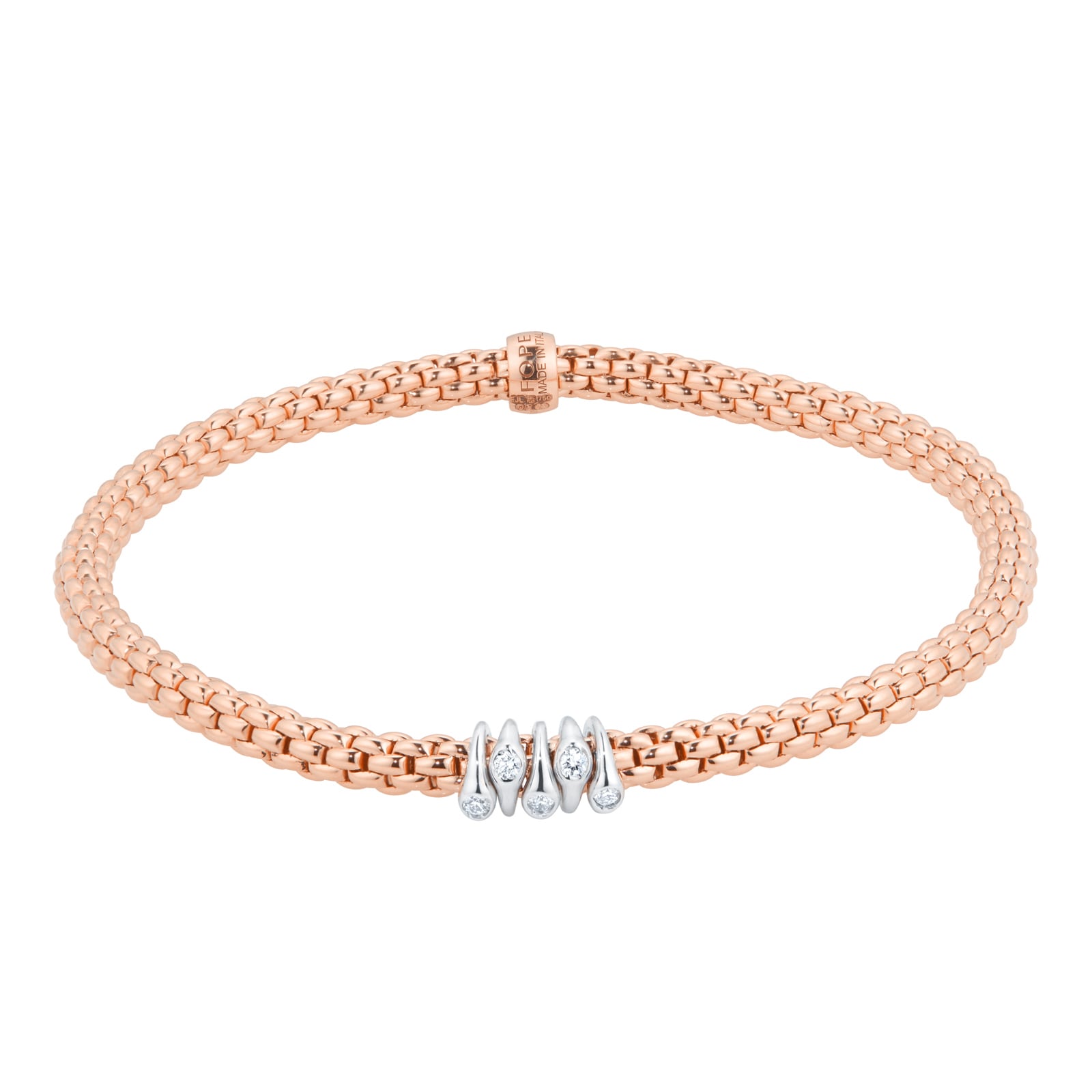 Fope 18ct Rose Gold Flex'it Prima 0.07ct Diamond Bracelet Fope 18ct Rose Gold Flex'it Prima 0.07ct Diamond Bracelet