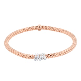 Fope 18ct Rose Gold Flex'it Prima 0.07ct Diamond Bracelet