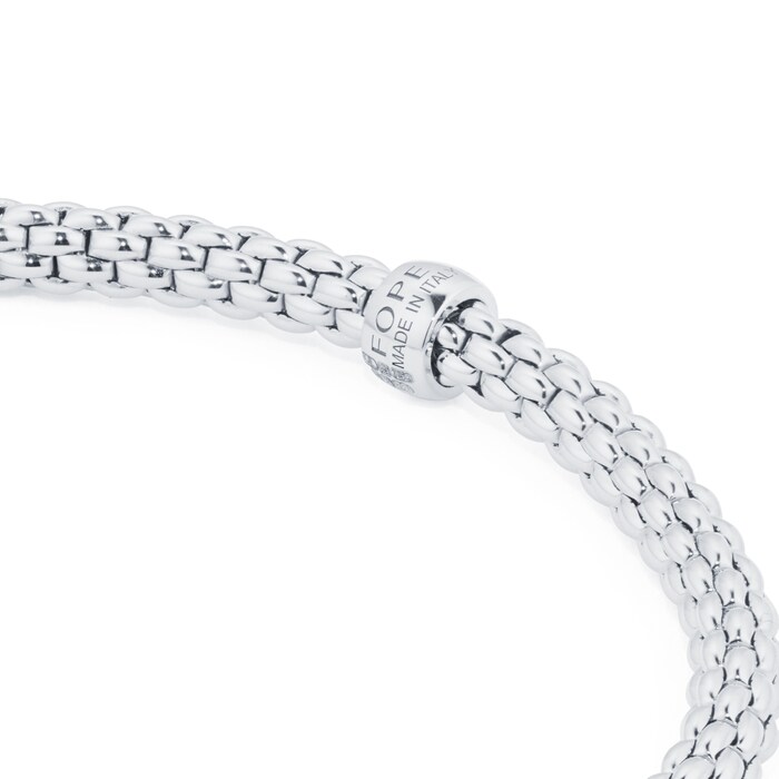 Fope 18ct White Gold Flex'it Prima 0.07ct Diamond Bracelet