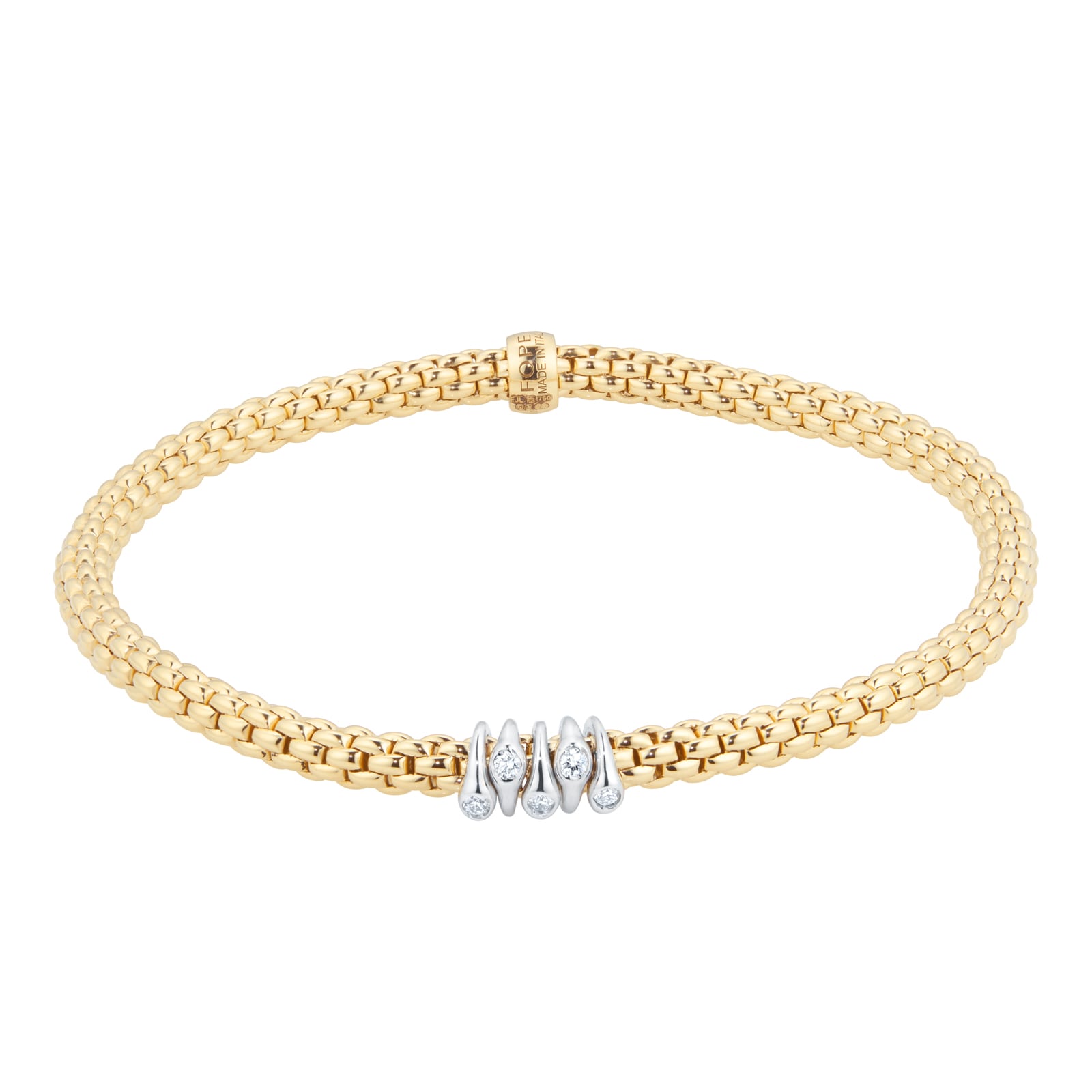 Fope 18ct Yellow Gold Flex'it Prima 0.07ct Diamond Bracelet