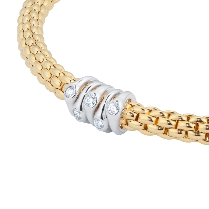 Fope 18ct Yellow Gold Flex'it Prima 0.07ct Diamond Bracelet