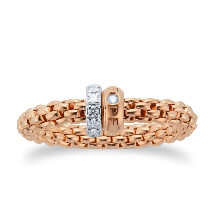 Fope 18ct Rose Gold Solo 0.17ct Diamond Ring - Size Medium