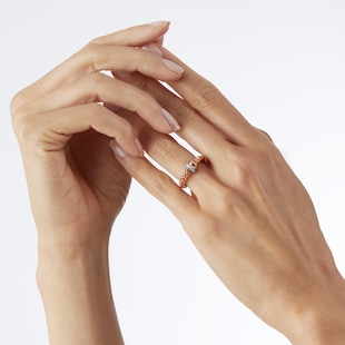 Fope 18ct Rose Gold Solo 0.17ct Diamond Ring - Size Medium