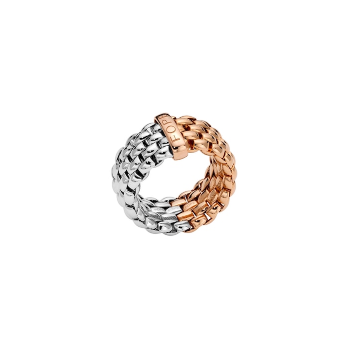 Fope Essentials 18ct White & Rose Gold Ring - Size Medium