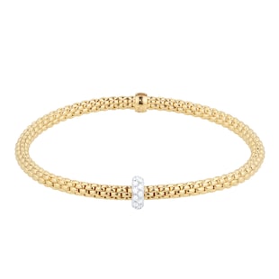 Fope 18ct Yellow Gold Prima 0.18ct Diamond Bracelet - Size Small