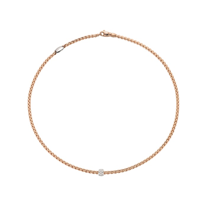 FOPE 18ct Rose Gold Eka Tiny 0.19ct Diamond Necklace