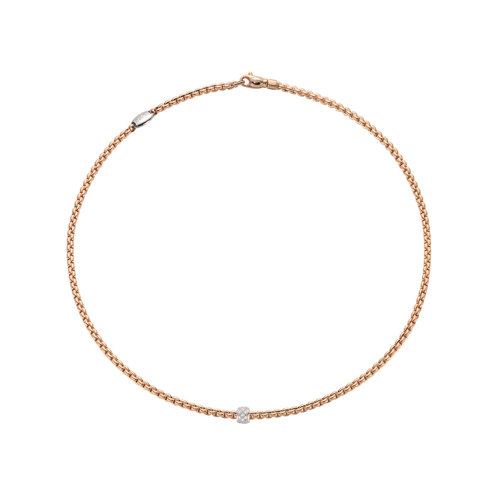 FOPE 18ct Rose Gold Eka Tiny 0.19ct Diamond Necklace