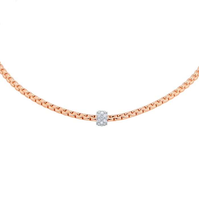 FOPE 18ct Rose Gold Eka Tiny 0.19ct Diamond Necklace