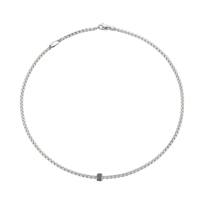 FOPE 18ct White Gold Eka Tiny 0.19ct Black Diamond Necklace