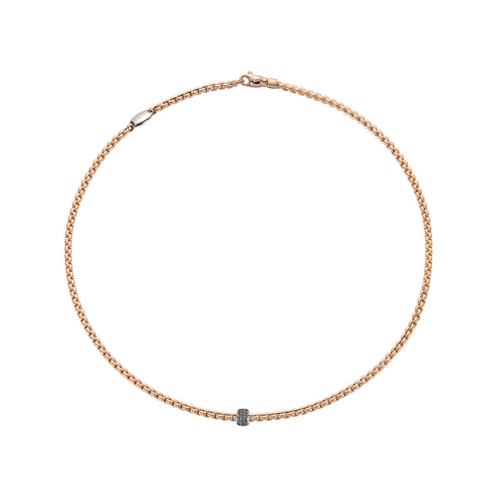 FOPE 18ct Rose Gold Eka Tiny 0.19ct Black Diamond Necklace