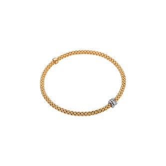FOPE 18ct Yellow Gold Prima Flex'it 0.12ct Diamond Bracelet