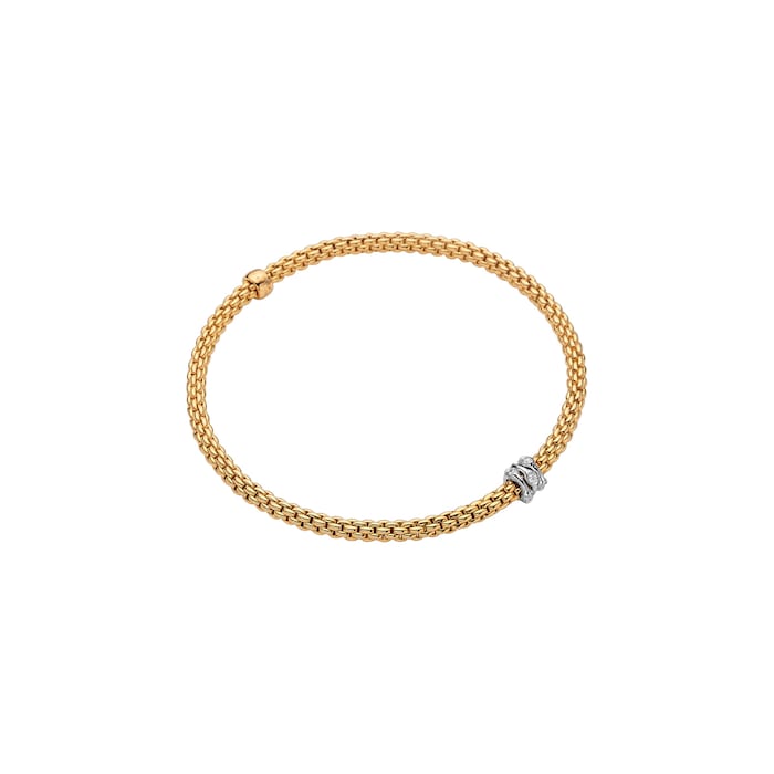 FOPE 18ct Yellow Gold Prima Flex'it 0.12ct Diamond Bracelet