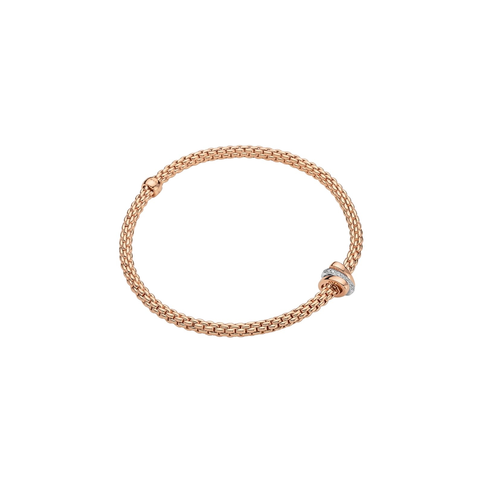 FOPE 18ct Rose Gold Prima Flex'it 0.07ct Diamond Bracelet