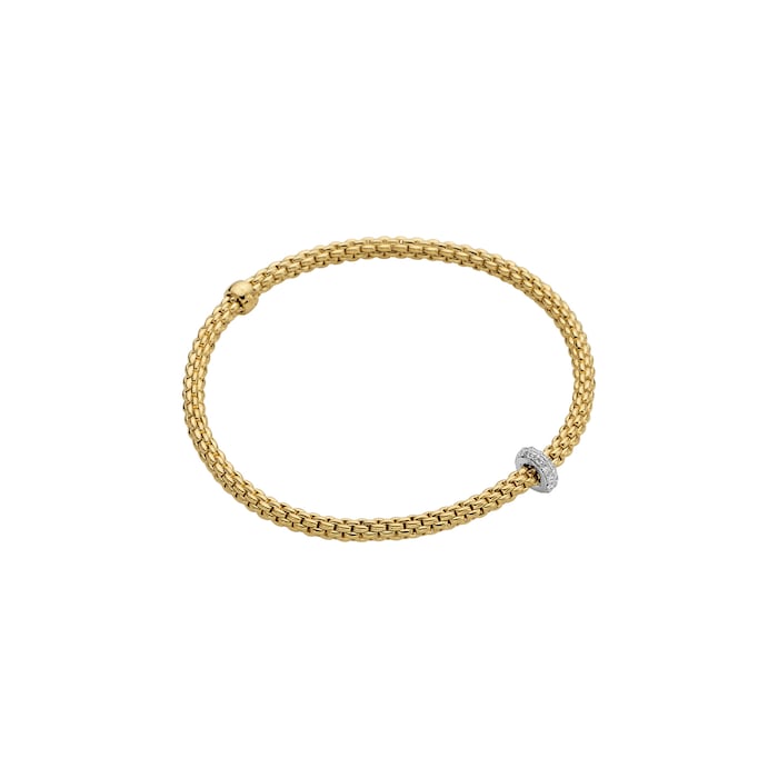 FOPE 18ct Yellow Gold Prima Flex'it 0.18ct Diamond Bracelet