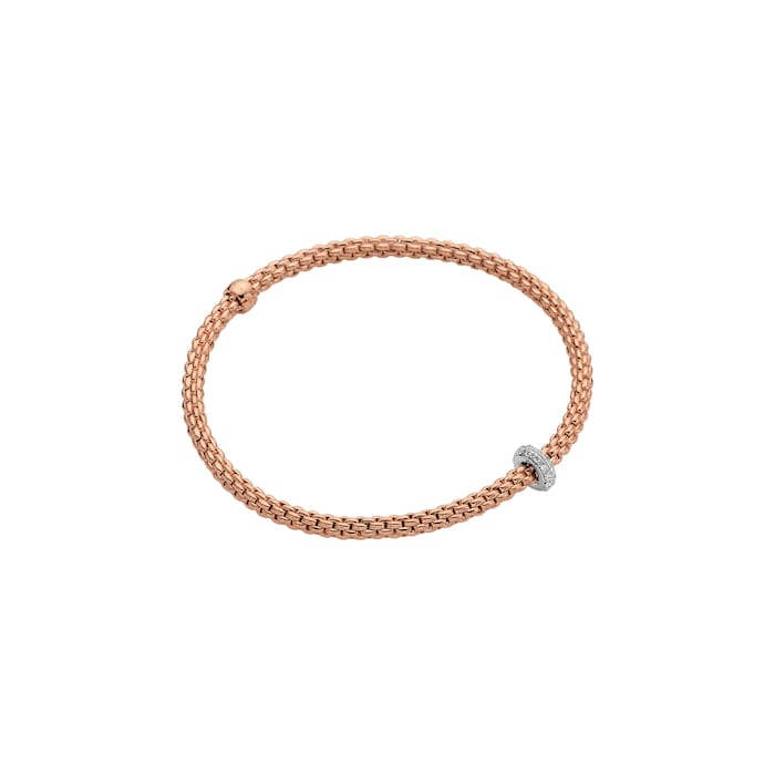 FOPE 18ct Rose Gold Prima Flex'it 0.18ct Diamond Bracelet