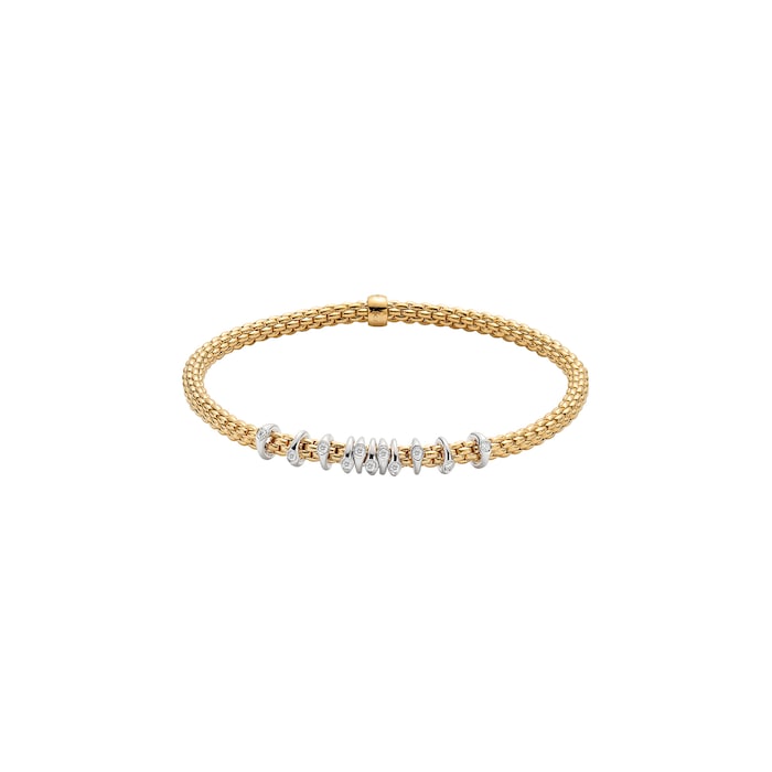 FOPE 18ct Yellow Gold Prima Flex'it 0.15ct Diamond Bracelet